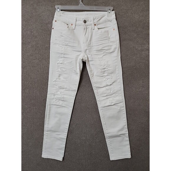 American Eagle Airflex+ Skinny Jeans Mens 28x30 White Distressed Stretch - Picture 1 of 11